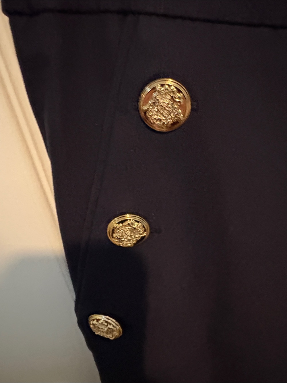 Counterparts Navy Cropped Pants with Gold-Tone Buttons - Picture 2 of 7